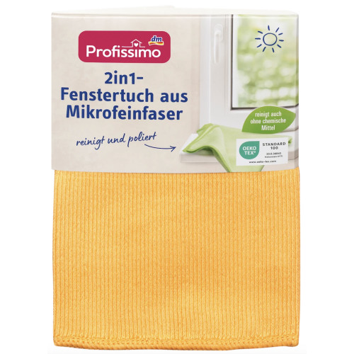 Салфетка из микрофибры для окон, стекол и зеркал Profissimo 2 в 1, 35 × 40 см, 1 шт.
